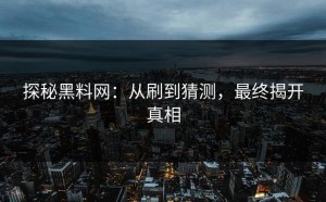 探秘黑料网：从刷到猜测，最终揭开真相