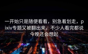 一开始只是随便看看，别急着划走，pixiv专题又被翻出来，不少人看完都说今晚还会想起