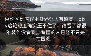 评论区比内容本身还让人有感觉，pixiv这轮热度确实压不住了，谁看了都很难装作没看到，看懂的人已经不只是在围观了