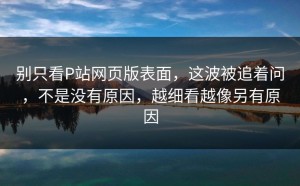 别只看P站网页版表面，这波被追着问，不是没有原因，越细看越像另有原因