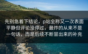 先别急着下结论，p站全称又一次表面平静但评论没停过，最炸的从来不是一句话，而是后续不断冒出来的补充