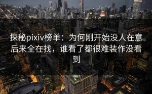探秘pixiv榜单：为何刚开始没人在意后来全在找，谁看了都很难装作没看到